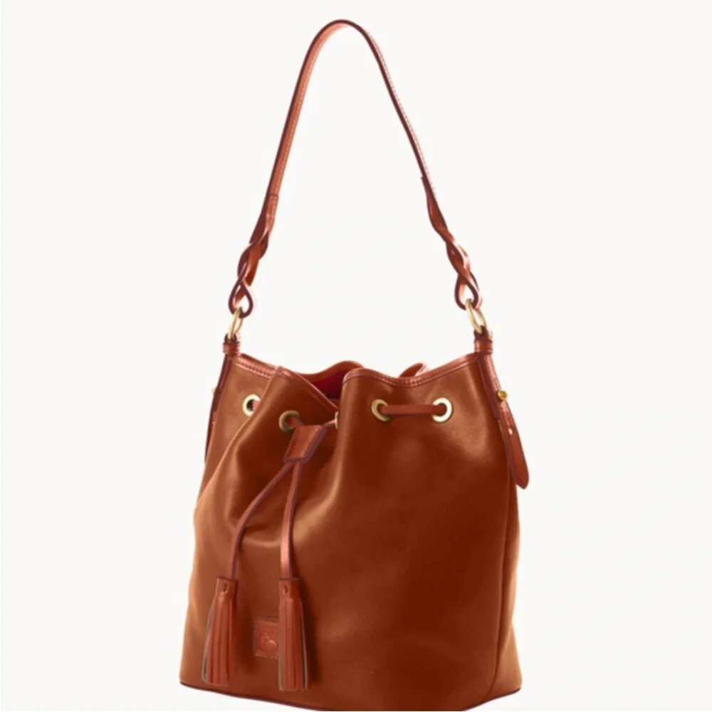 Dooney and Bourke Tasha Florentine Leather Drawstring Shoulder Bag Natural EUC - Picture 13 of 15